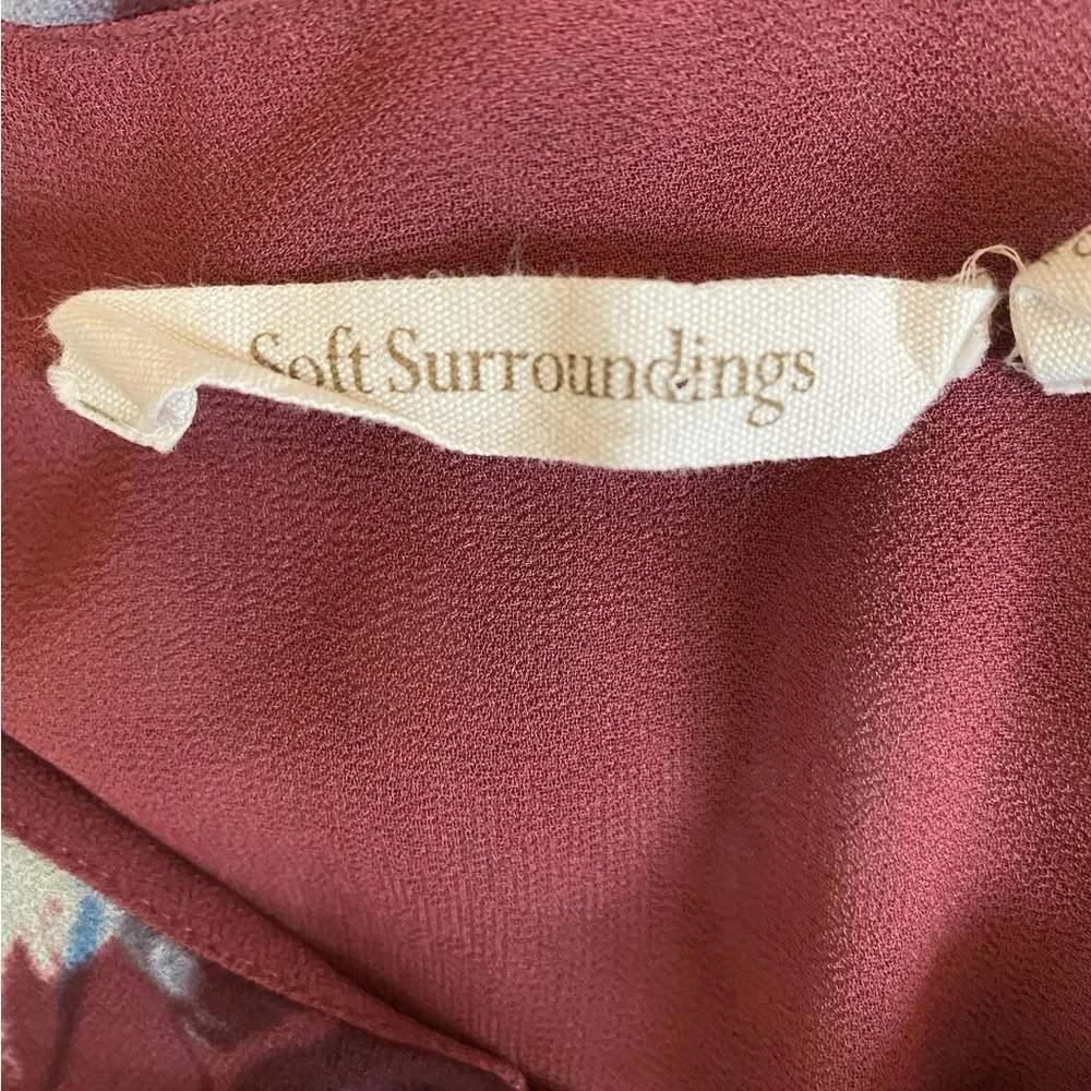 Soft Surroundings Fiore Rosa Merlot Floral Ruffled 3/4 Sleeve Tiered Maxi Dress - Picture 5 of 8